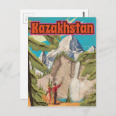 Kasachstan Vintage Travel Poster Postkarte (Vorne/Hinten)