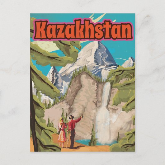 Kasachstan Vintage Travel Poster Postkarte (Vorderseite)