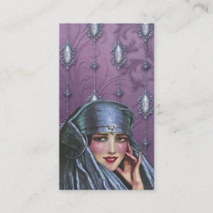 KASCHMIR-KARMA, EXOTISCHE DAME in BLAUEM und in Visitenkarte