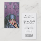 KASCHMIR-KARMA, EXOTISCHE DAME in BLAUEM und in Visitenkarte (Vorne/Hinten)