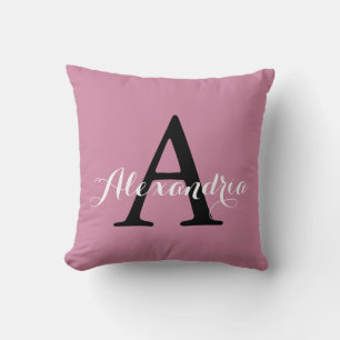 Kaschmir-Rose Weichrosa Solid-Color-Monogramm Kissen