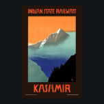 Kaschmir Vintag Art Deco Indien Tourismus Reisen Poster<br><div class="desc">Dies ist ein digital erweiterter Ausdruck eines Vintagen Art Deco Lithographen von Kaschmir für den Reisetourismus der indischen Staat Railways 1910-1959.</div>