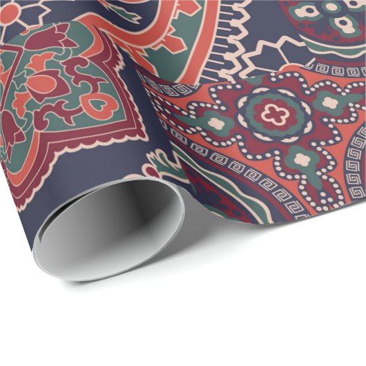 Kaschmirpaisley-Seidengewebe abstrakt Geschenkpapier (Rolleneckpunkt)