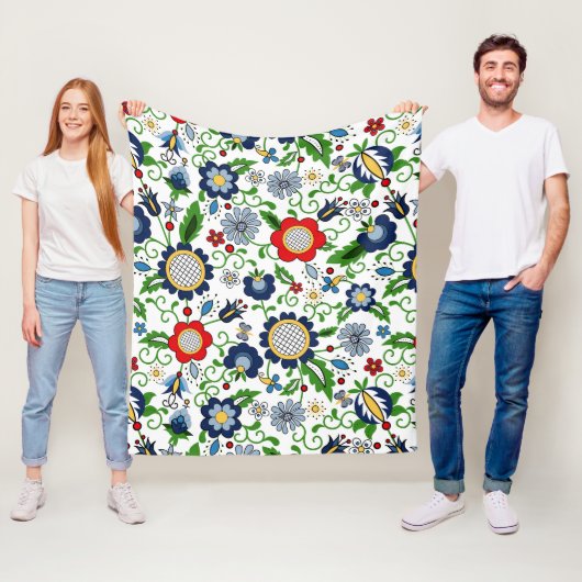 Kaschubische Volksmuster Fleecedecke (Beispiel)