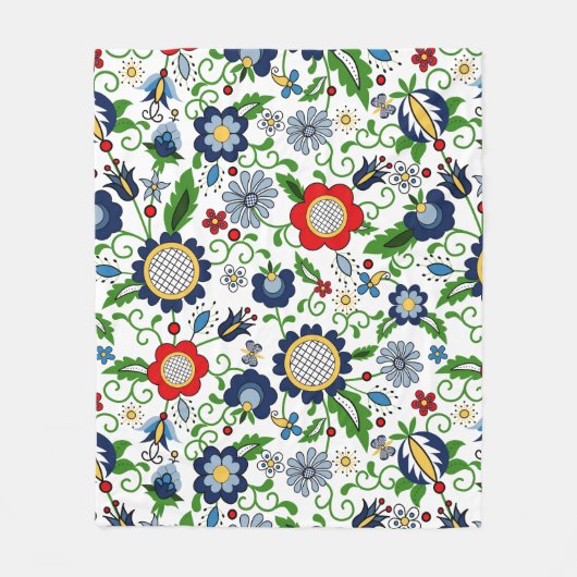 Kaschubische Volksmuster Fleecedecke (Vorderseite)