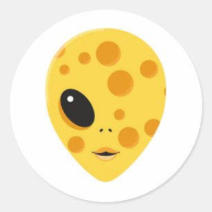 Käse Alien – Lustige Milchprodukte-Kunst Runder Aufkleber