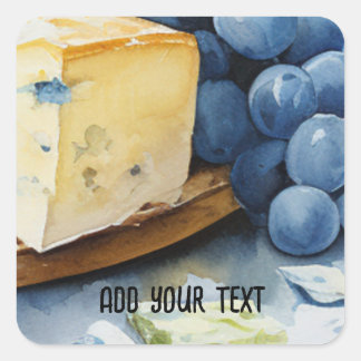 Käse Blaue Trauben 1 Quadratischer Aufkleber