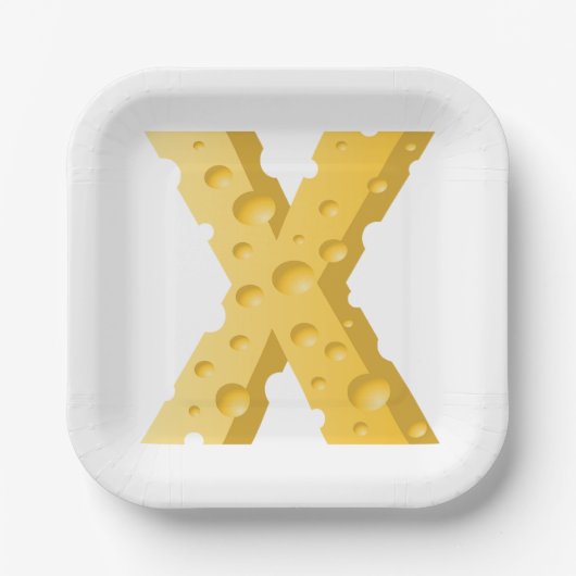 Käse Buchstabe X Typografie Pappteller (Vorderseite)