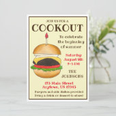Käse Burger Cheeseburger GRILLEN Barbecue Cookout Einladung (Stehend Vorderseite)