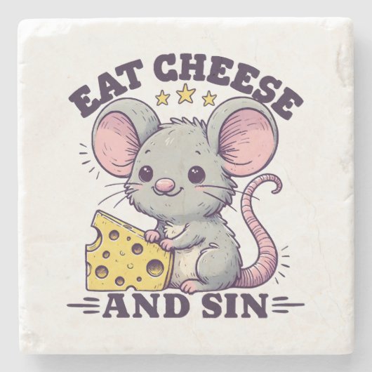 Käse essen und sündigen steinuntersetzer (Vorderseite)