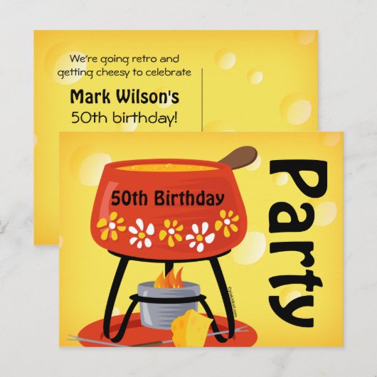 Käse Fondue Postcard Einladung (Vorne/Hinten)