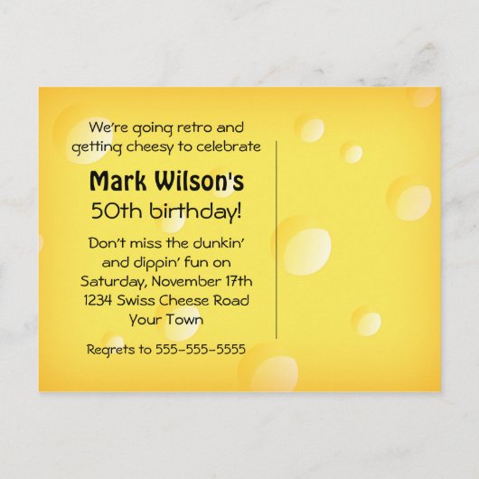 Käse Fondue Postcard Einladung (Rückseite)