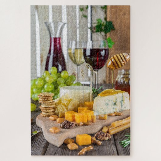 Käse Honig Walnüsse Trauben Cracker Lebensmittel Puzzle (Vertikal)