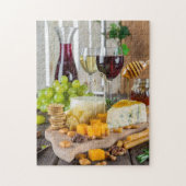 Käse Honig Walnüsse Trauben Cracker Lebensmittel Puzzle (Vertikal)