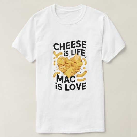 Käse ist Leben, Mac ist Liebe T-Shirt (Design vorne)