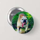 Käse lächelt Bulldog mit Zunge aus Button (Vorne & Hinten)