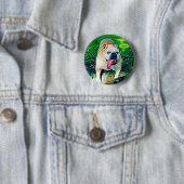 Käse lächelt Bulldog mit Zunge aus Button (Beispiel)
