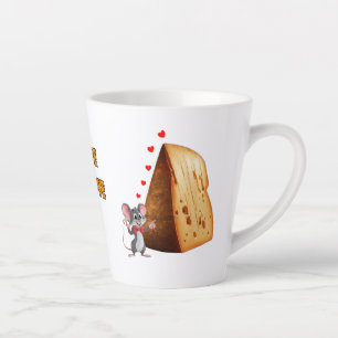 Käse meine Liebe sagt eine Cartoon-Maus auf weiß Milchtasse