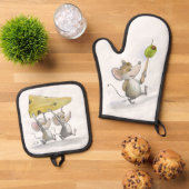Käse (mit Oliven) Ofenhandschuh & Topflappen-Set (Oben Unten)