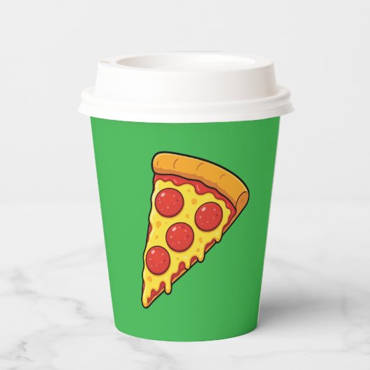 Käse-Peperoni-Pizza-Stück Pappbecher (Rückseite)
