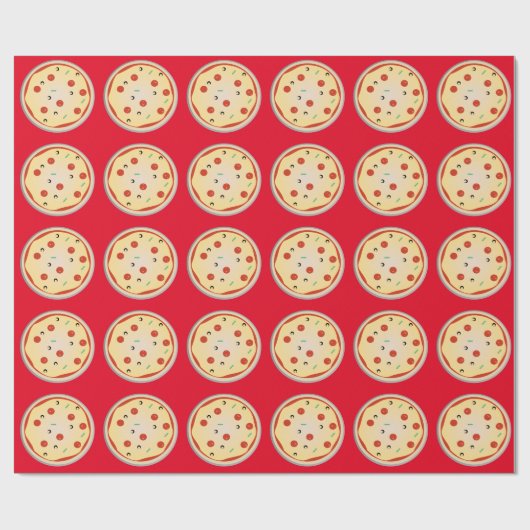 Käse Pizza Pepperoni Fleisch Pie Pattern Geschenkpapier (Flach)