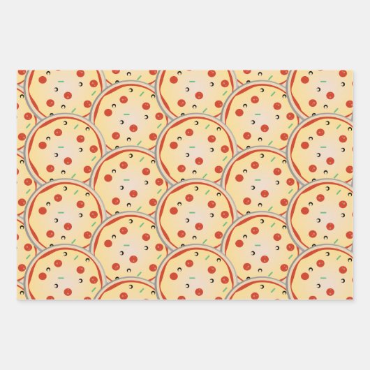 Käse Pizza Pepperoni Fleisch Pie Pattern Geschenkpapier Set (Vorderseite 3)