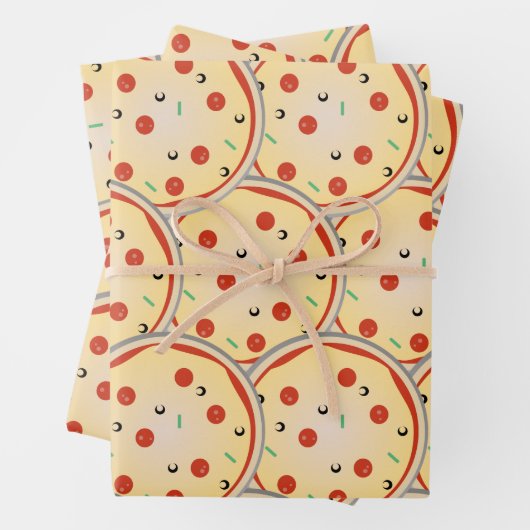 Käse Pizza Pepperoni Fleisch Pie Pattern Geschenkpapier Set (Beispiel)