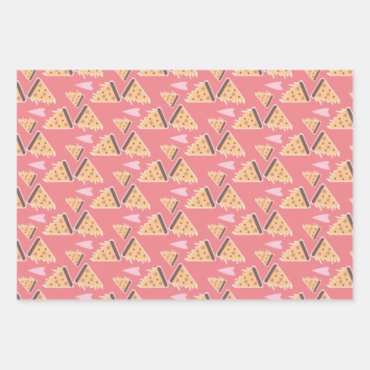 Käse Pizza Pepperoni Fleischscheiben Melgende Herz Geschenkpapier Set (Vorderseite)