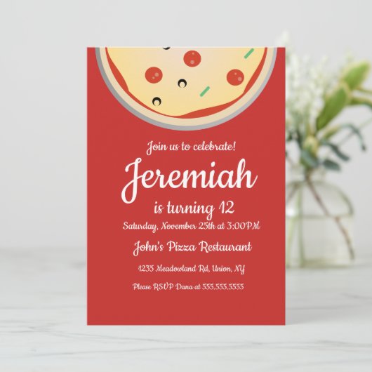 Käse Pizza Pie Toppings Restaurant Einladung (Stehend Vorderseite)