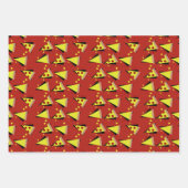 Käse Pizza Slices Pepperoni Fleisch Dots Red Gelb Geschenkpapier Set (Vorderseite 2)