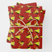 Käse Pizza Slices Pepperoni Fleisch Dots Red Gelb Geschenkpapier Set (Beispiel)