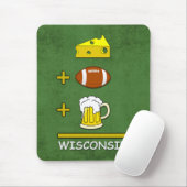 Käse plus Fußball plus Bier ist lustiges Wisconsin Mousepad (Mit Mouse)