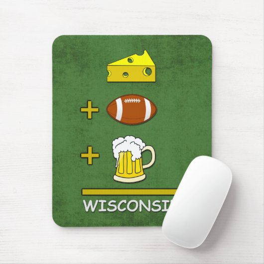 Käse plus Fußball plus Bier ist lustiges Wisconsin Mousepad (Mit Mouse)