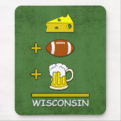 Käse plus Fußball plus Bier ist lustiges Wisconsin Mousepad (Vorne)