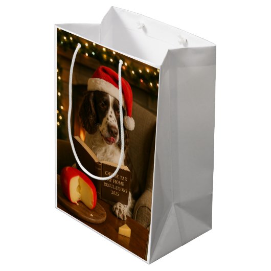 Käse Steuern Weihnachtsgeschenk Tasche - Springer Mittlere Geschenktüte (Rückseite Schrägansicht)