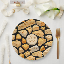 Käse Stücke mit natürlichen Löchern Süßes Muster  Pappteller