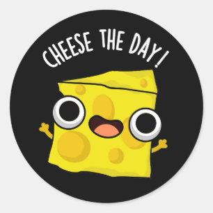 Käse The Day Funny Food Puns Dark BG Runder Aufkleber