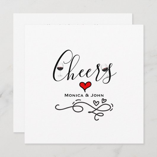 Käse Toast für die Gäste Wein Glas minimalistisch Einladung (Vorne/Hinten)