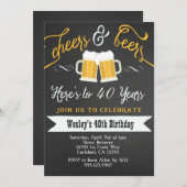 Käse und Bier 40. Geburtstag Party Einladung (Vorne/Hinten)