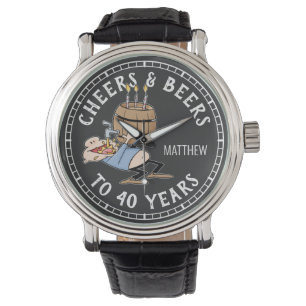 Käse und Bier 40. Geburtstag Schwarz und Weiß Armbanduhr
