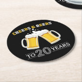 Käse und Bier bis 20 Jahre Runder Pappuntersetzer (Angewinkelt)