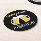 Käse und Bier bis 50 Jahre Runder Pappuntersetzer (Angewinkelt)