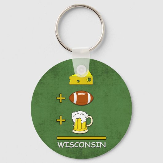 Käse und Fußball und Bier bedeutet Wisconsin Schlüsselanhänger (Vorderseite)