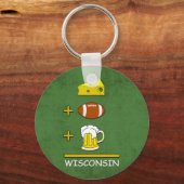 Käse und Fußball und Bier bedeutet Wisconsin Schlüsselanhänger (Vorderseite)