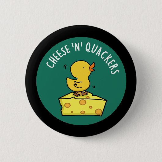 Käse und Hacker Funny Duck Pun Dark BG Button (Vorderseite)