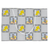 Käse und Maus Baby Dusche Gelb Graue Geschenktasch Große Geschenktüte (Rückseite)