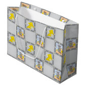 Käse und Maus Baby Dusche Gelb Graue Geschenktasch Große Geschenktüte (Vorderseite Schrägansicht)