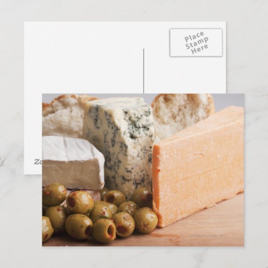 Käse und Oliven Postkarte (Vorne/Hinten)