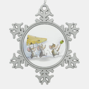 Käse und Oliven Schneeflocken Zinn-Ornament