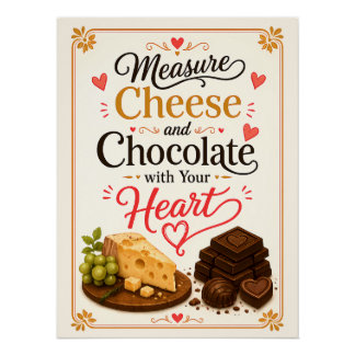 Käse und Schokolade mit dem Herzen messen Poster